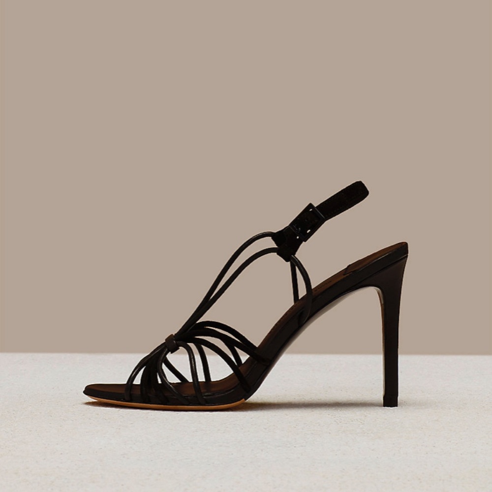 Diane Von Furstenberg DVF Milena Suede Leather Slingback Sandal Black Size 9